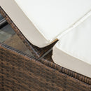 Placid Peak Modular Outdoor Patio Sectional Sofa, Loungers and Table 9pc Set - Cream White / Mixed Brown