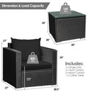 Tarin 3pc Outdoor Rattan Table and Chairs Set - Black - Seasonal Overstock