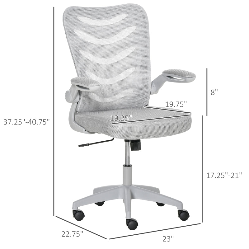 Vinny Mesh Back Home Office Task Chair with Flip-Up Arm Rests Grey - Seasonal Overstock