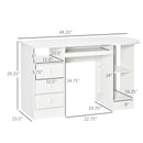 Yuna Computer Desk with Drawers, Shelves & Keyboard Tray - White - Seasonal Overstock