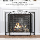 Fireplace Screens, 3-Panel Decorative Vine Steel Mesh Spark Guard Fireplace Screen - Seasonal Overstock