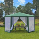 13ft Hexagonal Portable Party Gazebo with Mesh Walls - Green - Seasonal Overstock