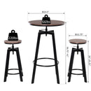 Dining Sets, Adelle 3pc Industrial Bistro Set - Adjustable Height 26" Table - Seasonal Overstock