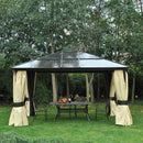 Aspen 14' x 12' Hard Top Patio Gazebo with Curtains and Netting - Seasonal Overstock