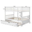 Chandler Full Over Full Wood Bunk Bed with Trundle Bed - White - Seasonal Overstock