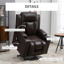 Darian Brown Faux Leather Powered Lift Chair Recliner - Seasonal Overstock