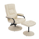 Reclining Chairs, Kenton Faux Leather Chair and Ottoman - Cream - Seasonal Overstock