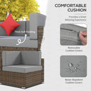 Placid Peak Modular Outdoor Patio Sectional Sofa, Loungers and Table 9pc Set - Light Grey / Mixed Brown