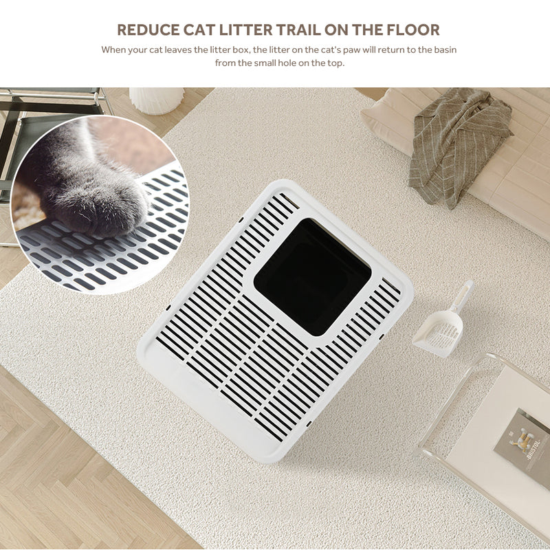 Portable Cat Litter Box with Feet Cleaning Top Exit - Seasonal Overstock