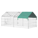 Portable Metal Pet Pen for Small Animals 7.25' x 3.4' x 3.4' - Silver / Green - Seasonal Overstock