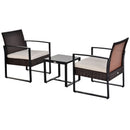Ricardo 3pc Rattan Wicker Chair and Table Set - White and Brown - Seasonal Overstock