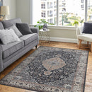 Santari Black Oriental Washable Area Rug by Sahara Designs - Seasonal Overstock