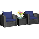 Tarin 3pc Outdoor Rattan Table and Chairs Set - Blue - Seasonal Overstock