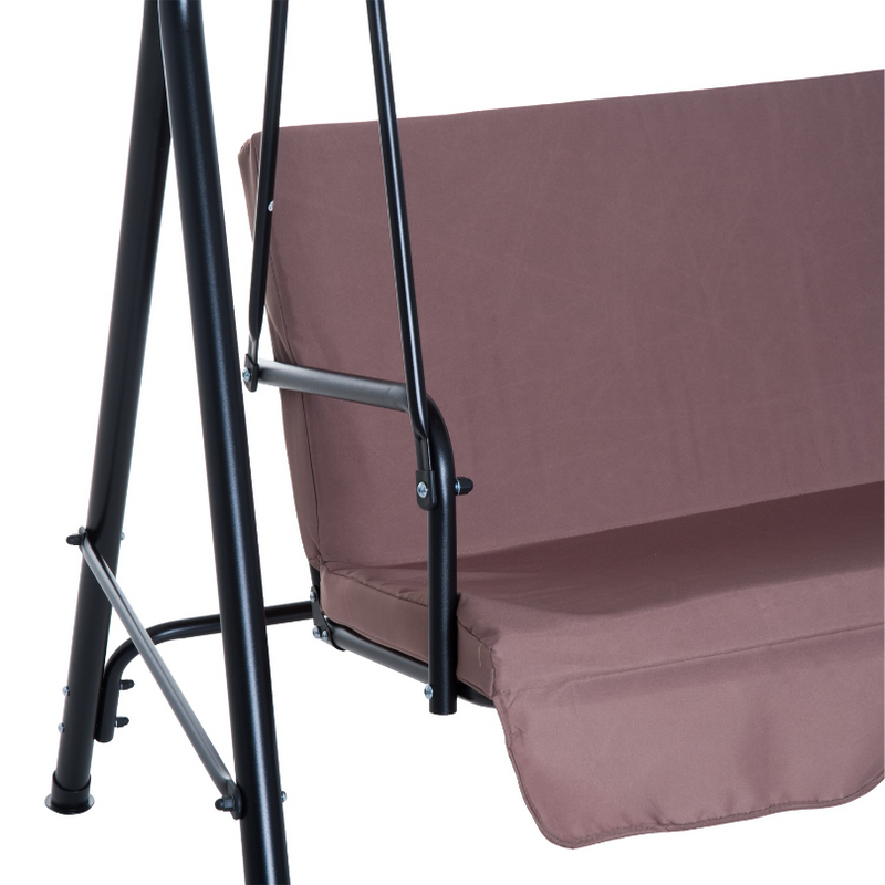 Fiona 3 Seater Patio Swing & Canopy - Brown - Seasonal Overstock