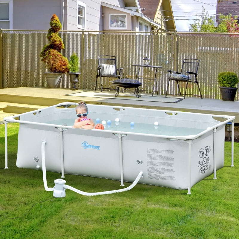 8.3' x 5' Above Ground Swimming Pool with Pump & Filter 26" Deep - Grey - Seasonal Overstock