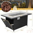 Branton 52" 50,000BTU Black Rattan Wicker Propane Fire Table with Lava Rocks and Cover - Seasonal Overstock