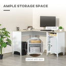 Desks, Bailey White and Natural L-Shaped Desk with Door Cabinet - Seasonal Overstock
