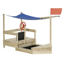 Outdoor Play Structures, Boat Shaped Kids Sandbox with Canopy 71" x 36" - Seasonal Overstock