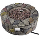 Faron 28" Round 40,000 BTU Faux Stone LP Fire Pit with Lava Rocks and Cover - Grey - Seasonal Overstock