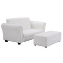 Kids Furniture, Kids Casa Kid Sized Sofa and Ottoman Set - White - Seasonal Overstock