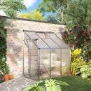 6' x 4' Lean-To Aluminum Frame Walk-In Greenhouse with Polycabonate Panels, Sliding Door - Silver