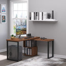 Libra Multi-Configuration Corner Desk with Shelves in Brown and Black - Seasonal Overstock