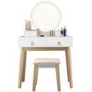 Vanity, Melvyna Luxury Vanity with LED Mirror - Gloss White / Gold - Seasonal Overstock