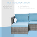 Patio Furniture, Olwen 3pc Patio Sectional Sofa with Reversible Chaise - Light Blue / Grey - Seasonal Overstock