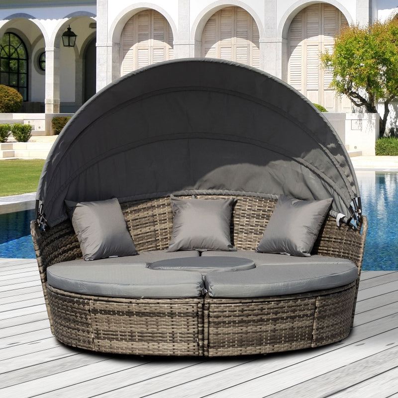 Paloma II 4pc Outdoor Rattan Sofa Bed / Patio Conversation Set - Grey - Seasonal Overstock