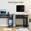 Yuna Computer Desk with Drawers, Shelves & Keyboard Tray - Black - Seasonal Overstock