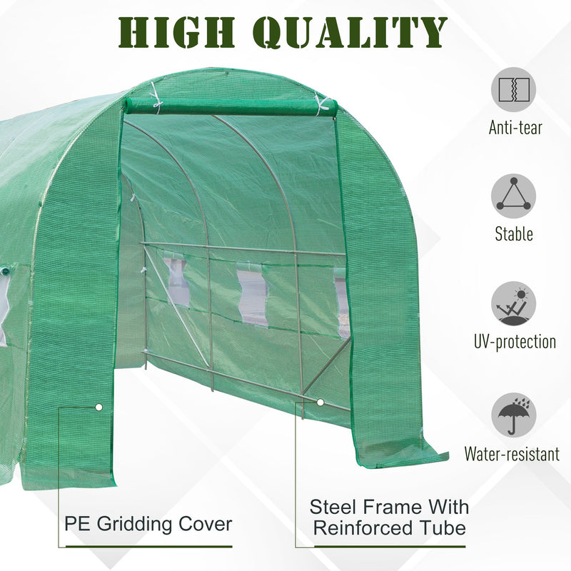 15 x 6.6ft Soft Cover Dome Top Greenhouse - Green - Seasonal Overstock