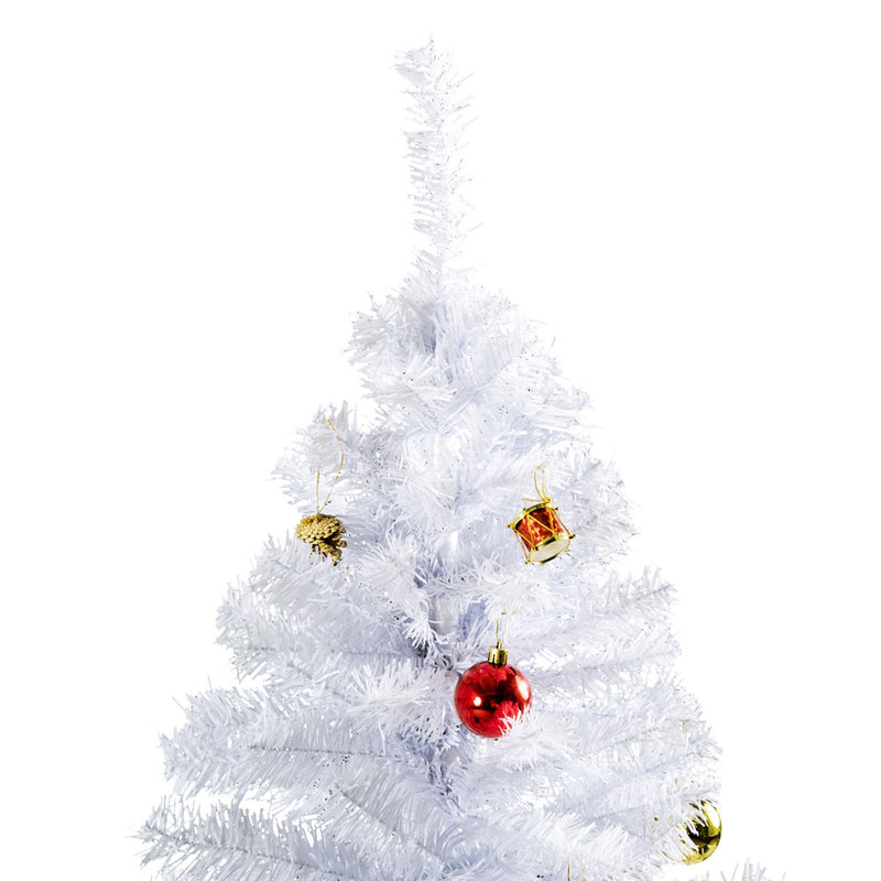 5.9ft White Artificial Christmas Tree with 48 Ornaments - Seasonal Overstock