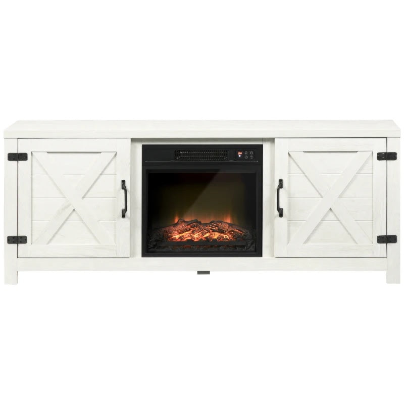 Avery White 60" TV Stand with Electric Fireplace - Seasonal Overstock