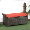 Outdoor Furniture, Blackwell Grove Outdoor Patio Storage Bench in PE Rattan Wicker - Red - Seasonal Overstock