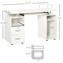 Esme Modern Computer Desk with Storage Drawers and Keyboard Tray - White - Seasonal Overstock