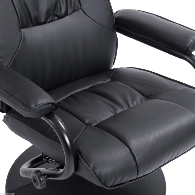 Kenton Faux Leather Chair and Ottoman - Black - Seasonal Overstock