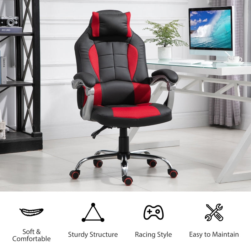 Flyta Ergonomic Executive Faux Leather Red & Black Office Gaming Chair - Seasonal Overstock
