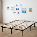Full Size Metal Platform Bed Frame with Wooden Slat - Seasonal Overstock