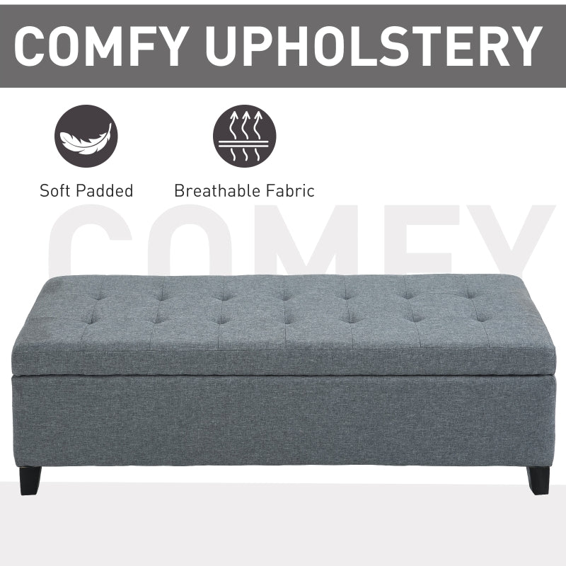 Isra 51" Grey Upholstered Storage Bench - Seasonal Overstock