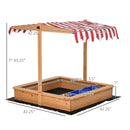 Kids Casa 42" x 42" Sandbox with Canopy Shade - Red Stripes - Seasonal Overstock