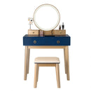 Vanity, Melvyna Luxury Vanity with LED Mirror - Navy / Gold - Seasonal Overstock