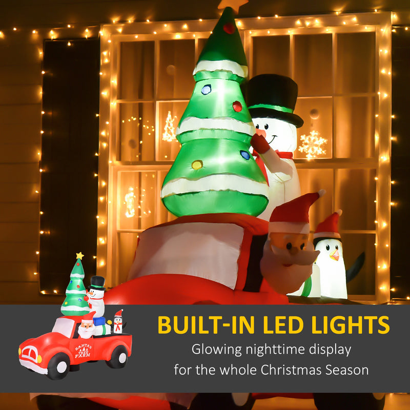 Inflatable Santa Driving Tree Farm Truck with Snowmen - Seasonal Overstock