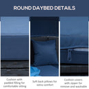 Serena 4pc Outdoor Rattan Sofa Bed / Patio Conversation Set - Dark Blue - Seasonal Overstock