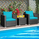 Tarin 3pc Outdoor Rattan Table and Chairs Set - Turquoise - Seasonal Overstock