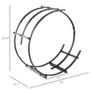 28" Black Round Firewood Display and Storage Rack Log Holder - Seasonal Overstock