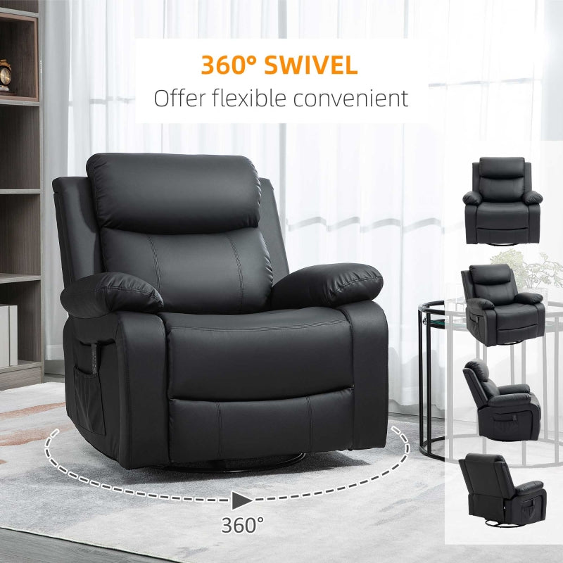 Amaris Manual Swivel Recliner Chair with Vibration Massage - Black - Seasonal Overstock