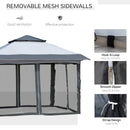 Gazebos, Cairo 12' x 12' Pop-Up Gazebo Canopy with Mesh Side Walls and Storage Bag - Grey - Seasonal Overstock