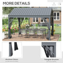 Harrison Hills 10' x 12' Dark Grey Aluminum Frame Steel Roof Gazebo with Mesh Screen Enclosure