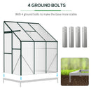 6' x 4' Lean-To Aluminum Frame Walk-In Greenhouse with Polycarbonate Panels, Sliding Door - Green