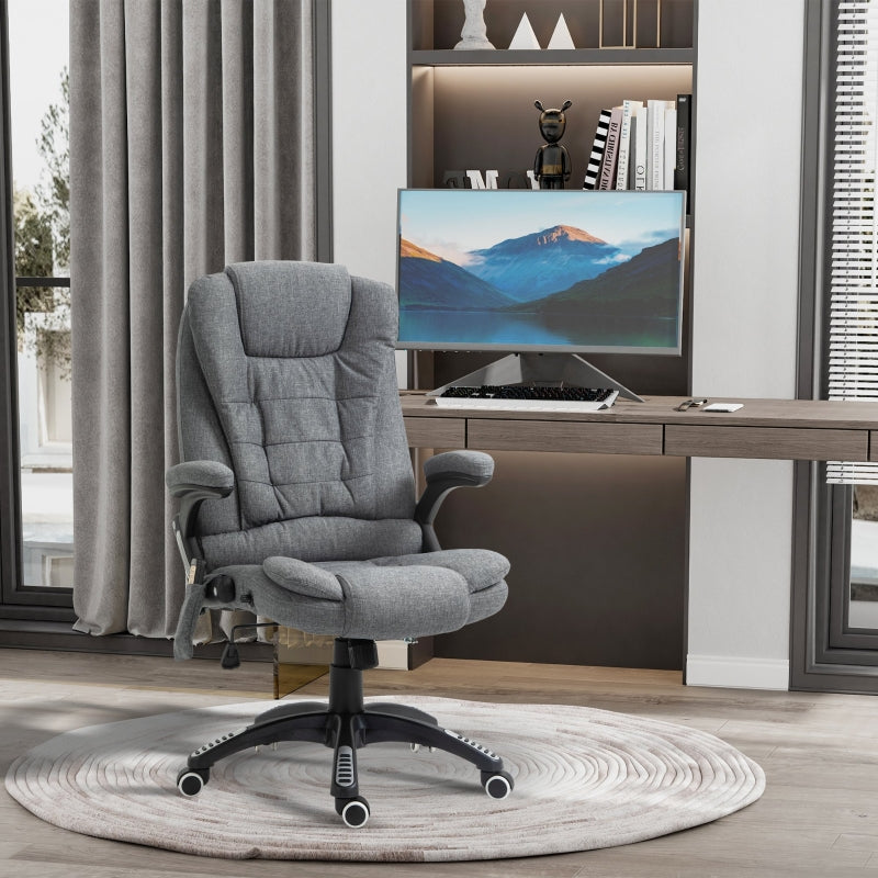 Maverick Luxury Executive Chair with Vibration Massage and Reclining - Grey Fabric - Seasonal Overstock